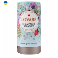 Чорний +зелений чай з полуницею і пелюстками квітів Lovare Бризки шампанського 80 г
