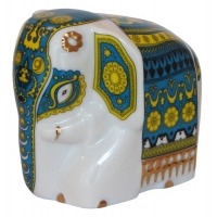 Фарфоровый слон Батик зеленый  арт 10-008 50г